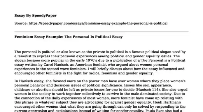 ‘The Personal Is Political’: What Feminists Really Mean