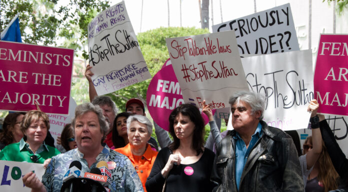 Photos: Feminists Rally to #StopTheSultan at Beverly Hills Hotel Protest