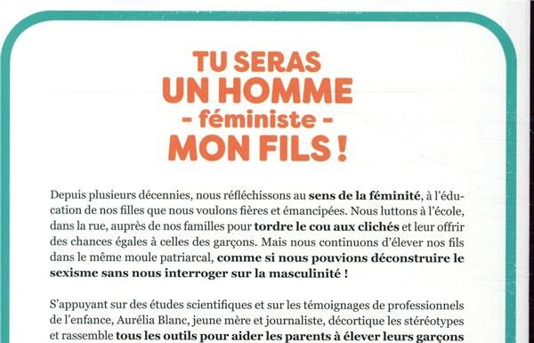 Tu se seras un home féministe mon fils : L’éducation d’un nouveau monde