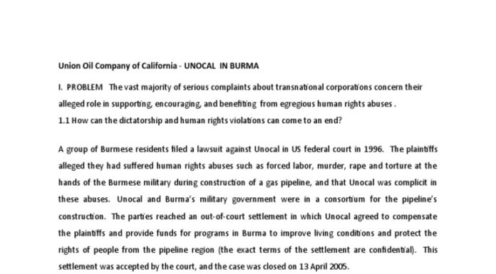 Unocal Found Liable for Human Rights Abuses Abroad