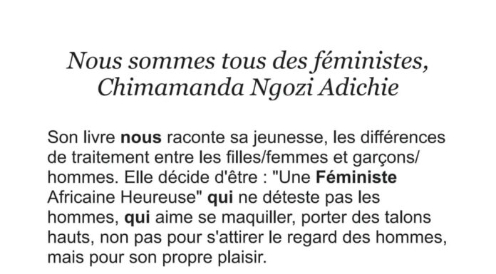 Questionnaires : exercices sur “Nous sommes tous des féministes” pour réviser