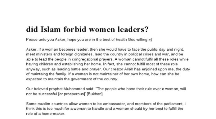 Can a Woman Be a Leader in Islam? Breaking the Minaret Ceiling