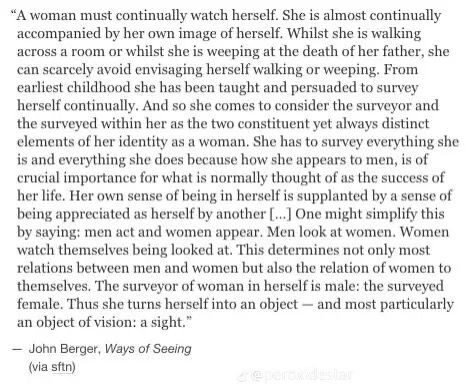 A Woman Must Continually Watch Herself: The Male Gaze in Modern Times