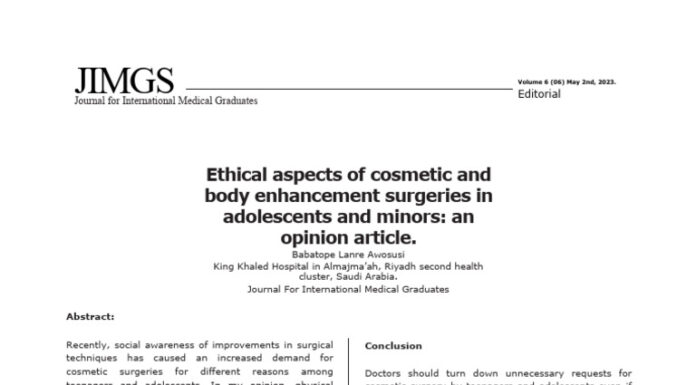 The “Ethical” Turn in Cosmetic Surgery: Empowerment or Internalized Pressure?