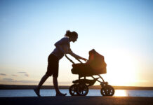 The Mother Marching With a Stroller